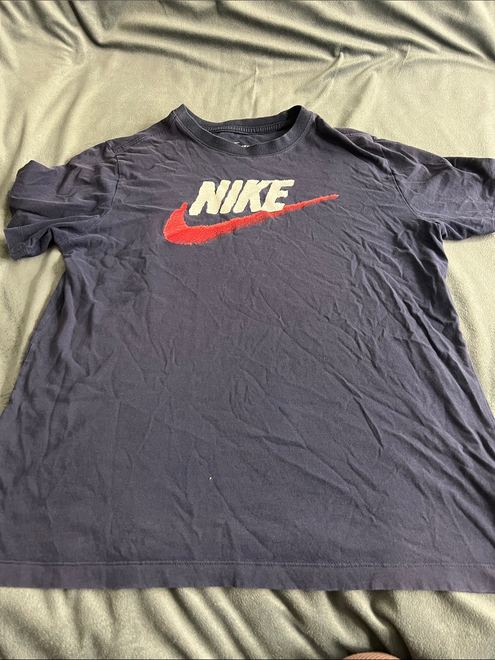 Nike Navy Short Sleeve Tee with Red Swoosh and White Logo